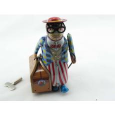 Blechspielzeug - Affe mit Koffer und Hut