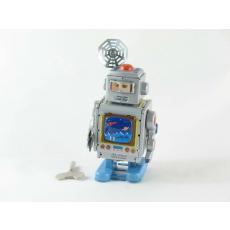 Blechspielzeug - Roboter mit Satellitenantenne, silber