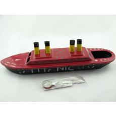 Blechspielzeug - Kerzenboot, Pop Pop Boat, Dampfboot TITANIC rot-schwarz
