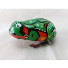 Blechspielzeug - Hüpfender Blechfrosch mit Augen