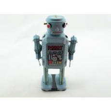 Blechspielzeug - Roboter, 14 cm hellblau/türkis