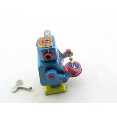 Blechspielzeug - Roboter trommelnd, 10 cm blau mit Trommel