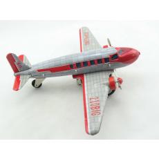 Blechspielzeug - Flugzeug DC3 mit Friktion silber/rot