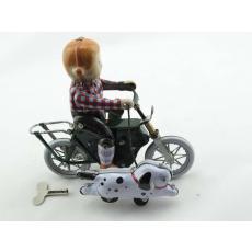 Blechspielzeug - Junge auf Fahrrad mit Hund