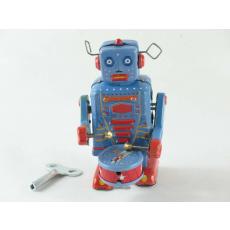 Blechspielzeug - Roboter trommelnd in blau-rot