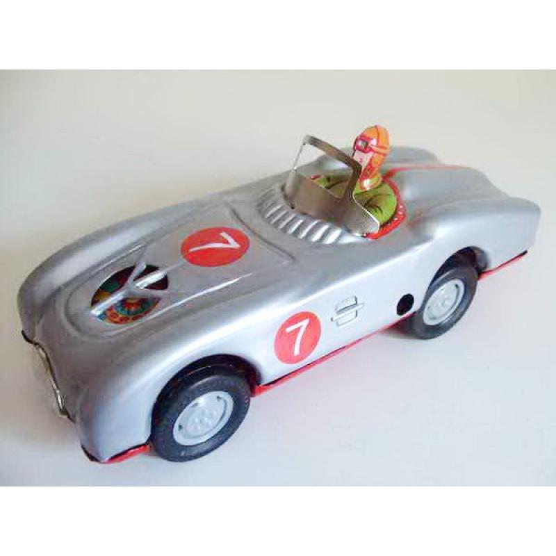Blechspielzeug - Auto Rennwagen Racer #7, silber mit Fahrer