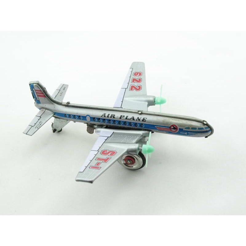 Blechspielzeug - Propellerflugzeug, silbern