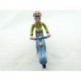 Blechspielzeug - Motorrad Scooter Girl auf Motorroller, blau