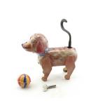 Blechspielzeug - Hund Wackelschwanz mit Ball