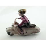 Blechspielzeug - Motorrad Scooter Girl auf Motorroller, braun-rosa