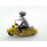 Blechspielzeug - Motorrad Scooter Girl auf Motorroller, gelb