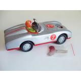 Blechspielzeug - Auto Rennwagen Racer #7, silber mit Fahrer