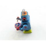 Blechspielzeug - Roboter trommelnd, 10 cm blau mit Trommel