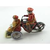 Blechspielzeug - Motorraddroschke, Mann und Frau